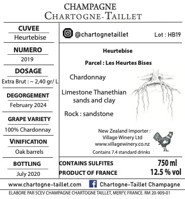 Champagne Chartogne-Taillet Heurtebise BdB Extra Brut 2019 750ml